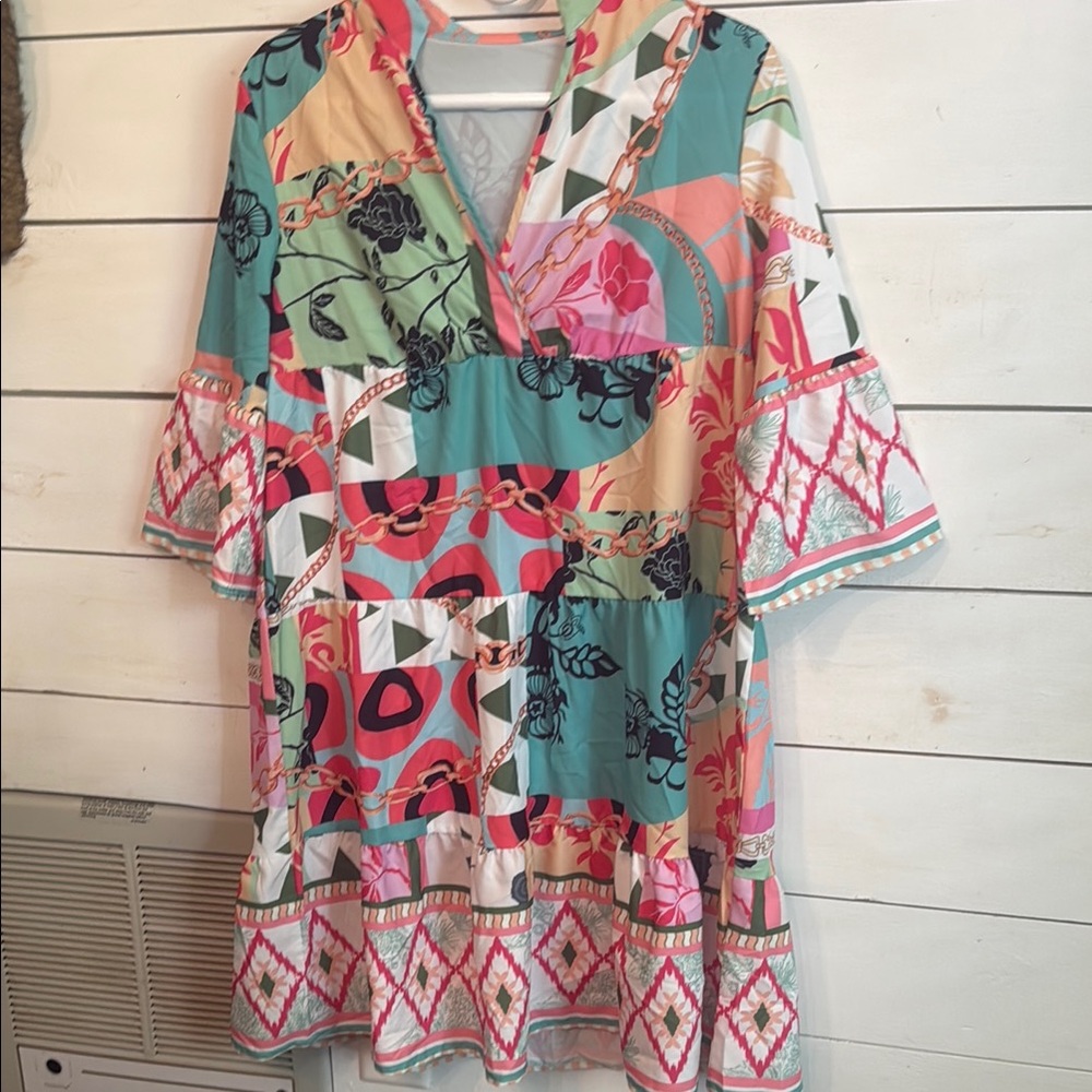 Colorful Geometric Patterned Dress